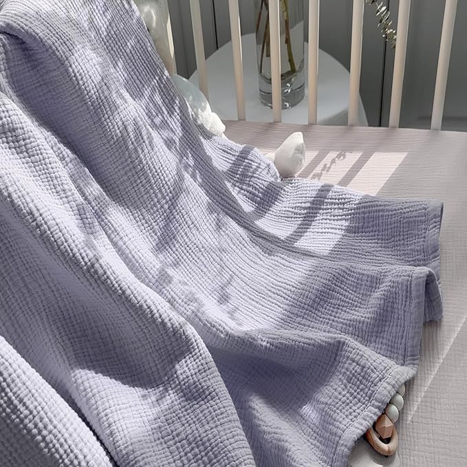 lulumoon Muslin Quilt Blanket, Crib Blanket for Baby and Toddler,47x47 Inches(Purple)