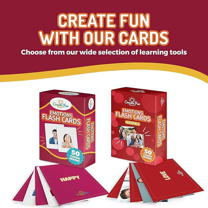 50 Emotions Flash Cards Volume 1 - Feeling Photo Cards for Kids, Adults, Seniors, Homeschool, Speech Therapy, ABA, Dementia, Aphasia, Occupational Therapy, ESL and Autism Learning Material