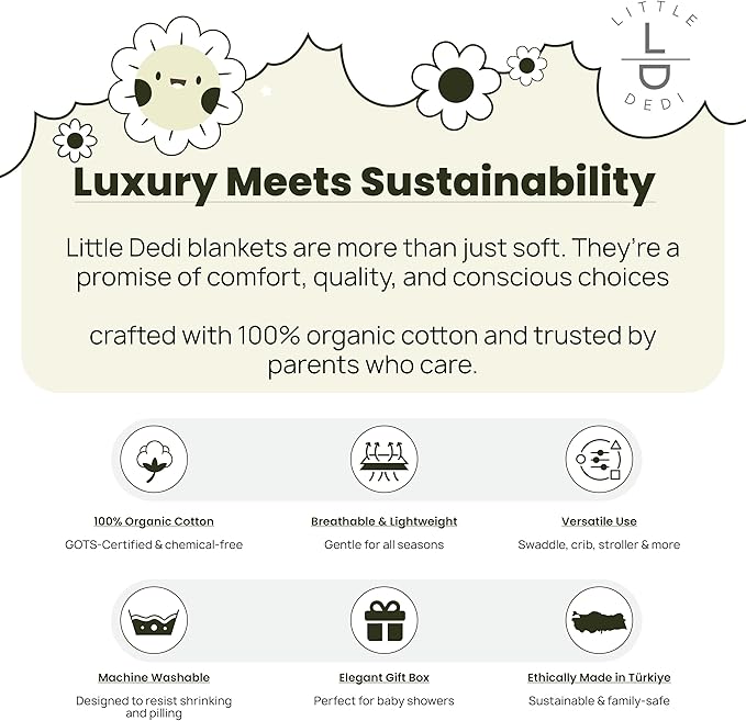 100% Organic Cotton Baby Knitted Blanket with Gift Box - Soft Toddler, Crib, Stroller Blanket - Neutral Swaddle and Receiving Blanket for Newborns, 30"x40", Pepper Green