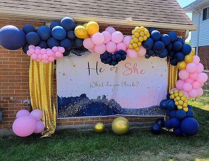 Navy Blue Pink Balloon Arch Garland Kit- Navy Blue Balloons Baby Pink Balloons for Baby Shower Bridal Shower Graduation Celebrations Gender Reveal Party Decorations