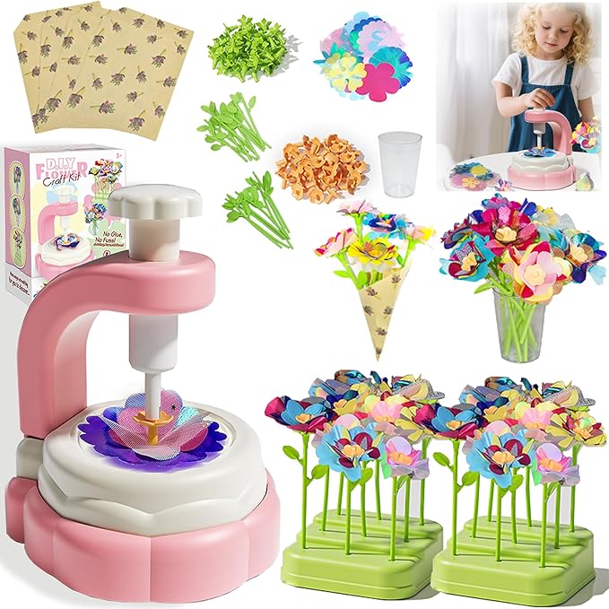 BAIRUYAO Fabric Flower Bouquets Toys,DIY Creative Art Craft Kits Toys for 4 5 6 7 8 Year Girl,Educational Arts & Crafts Toy for Kids Birthdays Activities Holidays Parties(DIY Flower Craft Kits)