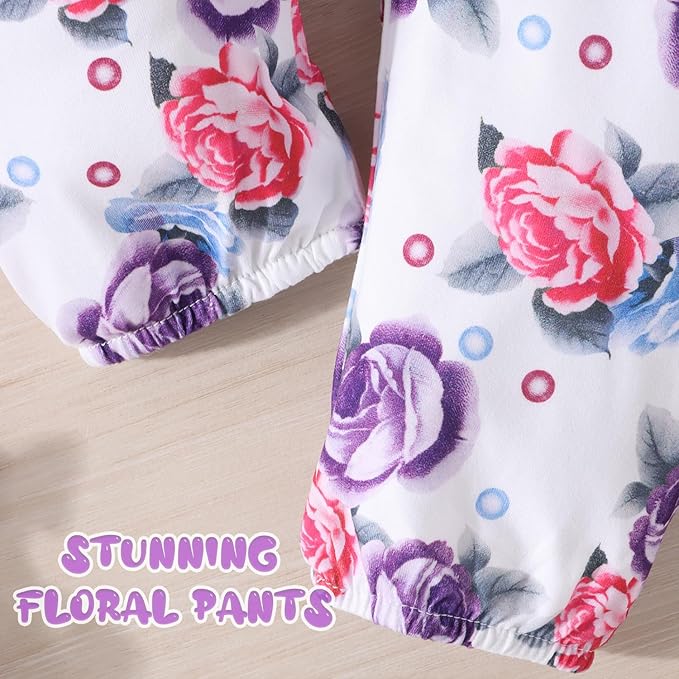 Baby Girl Clothes Newborn Infant Outfits Ruffle Romper+ Floral Pants + Cute Headband Sets for Girls