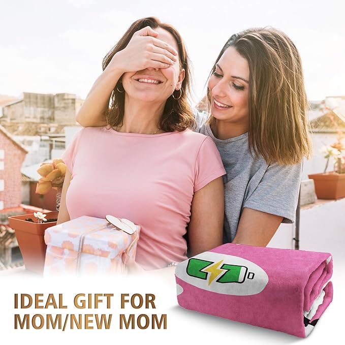Craftique Gifts for Mom Birthday Christmas- Funny Soft Mom is Charging Blanket- New Moms Gifts for Women, Practical Blanket Throw for Napping Travel, 60”×50”