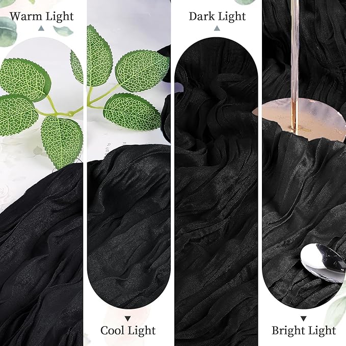 6 Pack Halloween Cheesecloth Table Runner 10FT Long Black Boho Gauze Table Runner Rustic Sheer Runner for Halloween Decoration Wedding Baby Shower Birthday Party Table Decor Thanksgiving Christmas