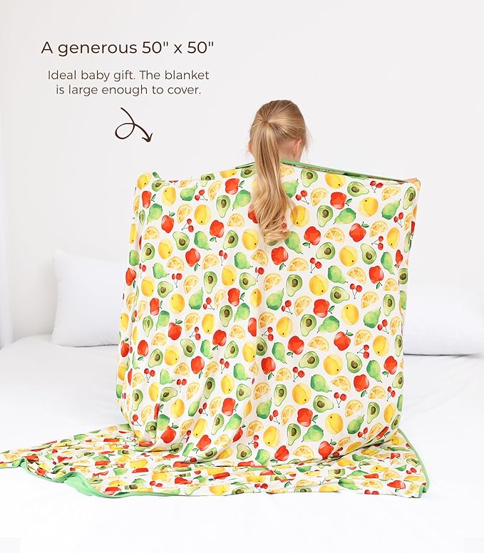Premium Baby Blanket, Stretchy Quilt for Kid, Soft Crib Bedding for Newborn Baby and Toddler, Nursery Blanket for Boys and Girls, Viscose Made from Bamboo, 50'' x 50'' Fruit