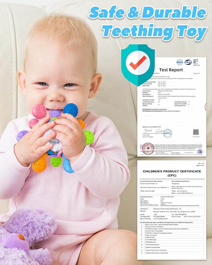 Baby Teething Toys for 0-6 6-12 Months Ages 0-2, Tummy Time Montessori Toys for Babies 0 3 6 9 12 18 Months, Newborn Infant Sensory Toys, Baby Shower Gifts for Boys Girls