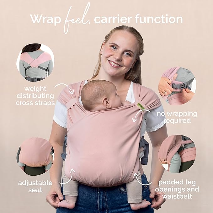 Boba Bliss Baby Carrier Newborn to Toddler (7-35 lbs) - Light & Breathable Toddler Carrier - Certified Hip-Healthy, Adjustable Straps for All Parents, Hybrid, Soft & Stretchy 0-18 Months (Bloom)