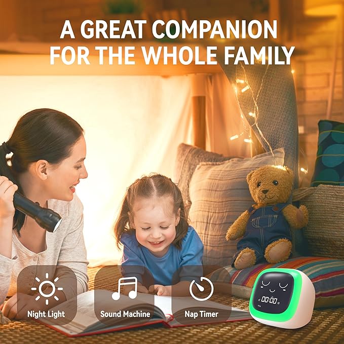 OK to Wake Alarm Clock for Kids, Toddler Sleep Training Clock with Sound Machine, Kids' Night Light, Digital Alarm Clock for Boys' and Girls' Bedrooms