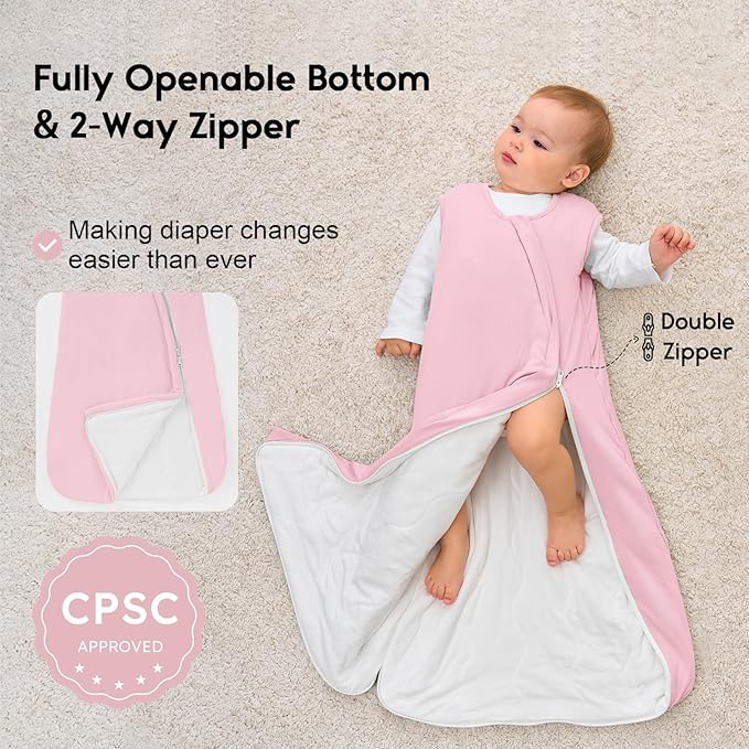 Yoofoss Rayon Made from Bamboo Baby Sleep Sack 18-24 Months 1.0 Tog Baby Wearable Blanket, Super Soft Infant Toddler Sleeping Sack 2-Way Zipper