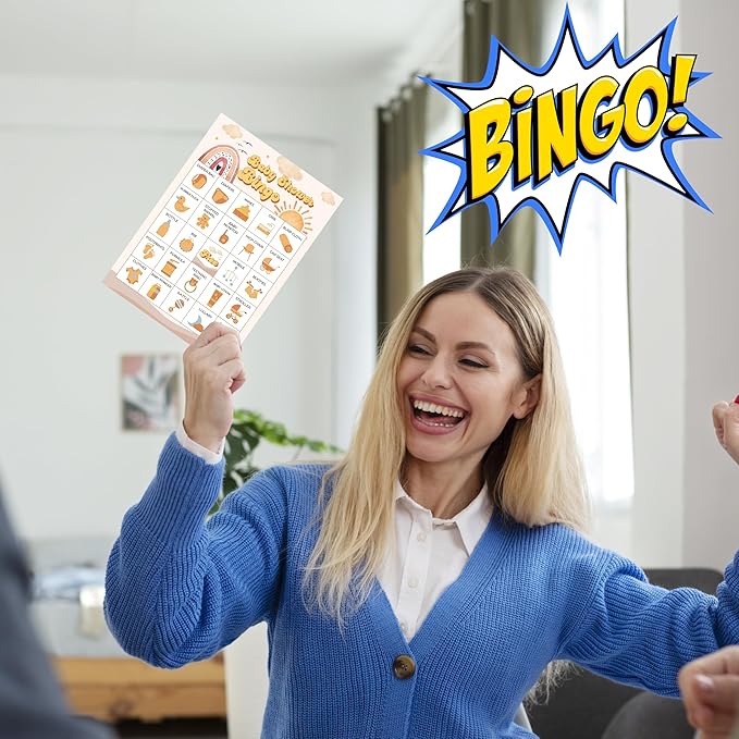Baby Shower Bingo Game For Adults, Boho Sunshine Baby Shower Party Bingo Game Set, Boho Rainbow Baby Shower Bingo Cards, Sun Gender Reveal Bingo Favors, Baby Shower Large Group Game Decor Supplies -23