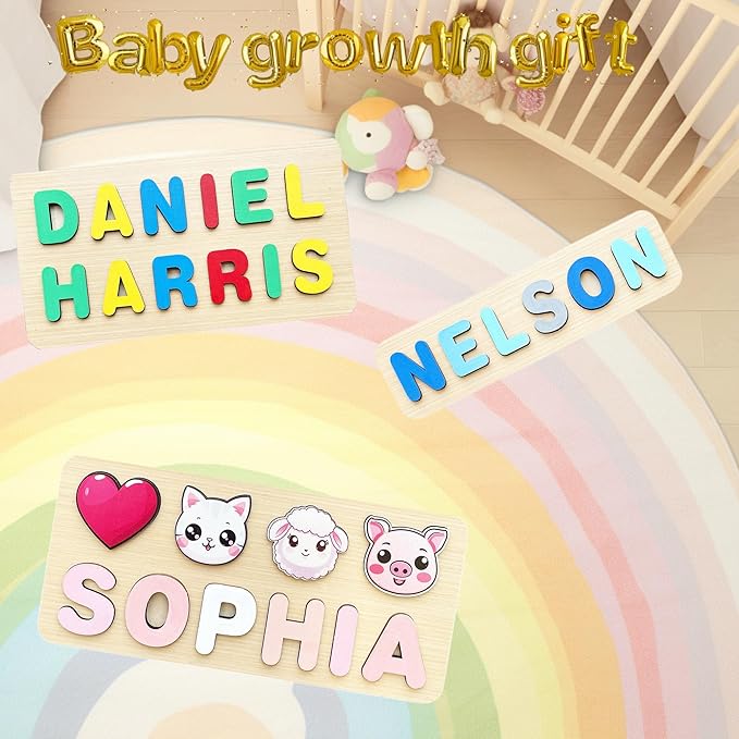 Wood Puzzles for Toddlers 1-3, Personalized Name Puzzle, 1 Year Old Birthday Gift,Montessori Toys for 1 Year Old,Educational Toys for Toddlers 1-3,Custom Name Puzzle