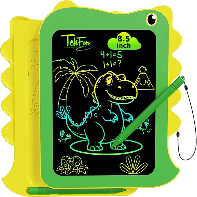 TEKFUN Toddler Boy Toys, LCD Writing Tablet for Kids, Doodle Board Dinosaur Toys, Travel Essentials Toys for 3 4 5 6 Year Old Boys Girls, Easter Birthday Christmas Gifts (8.5inch Green)