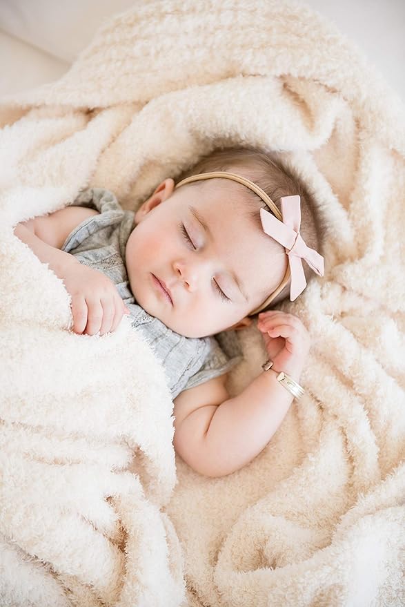 SARANONI Bamboni Luxury Baby Blanket, Breathable & Soft Plush for Infant Boys & Girls (Ivory, Mini 15” x 20”)