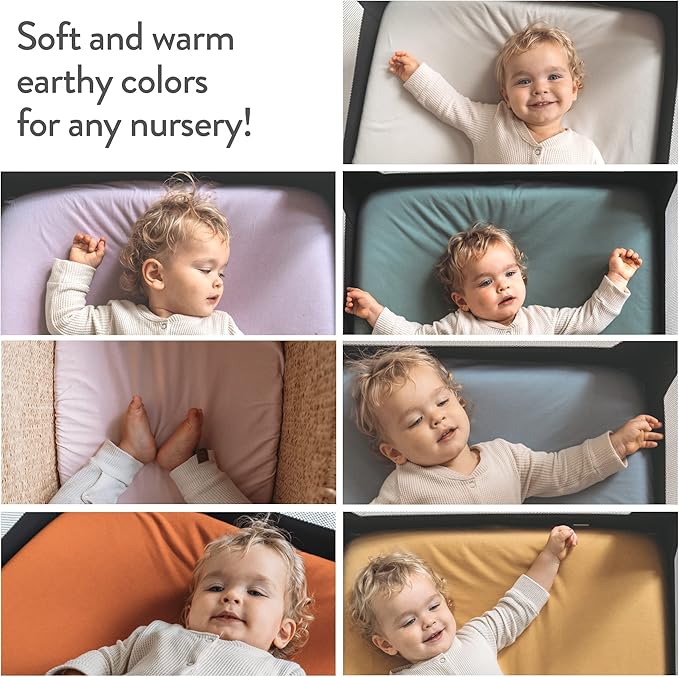 Mini Portable 24x38 Fitted Crib Sheets – Compatible with Dream on Me, Delta Porta Crib and Arms Reach Ideal Cosleeper – 100% Jersey Cotton – Light + Dark Grey – 2 Pack