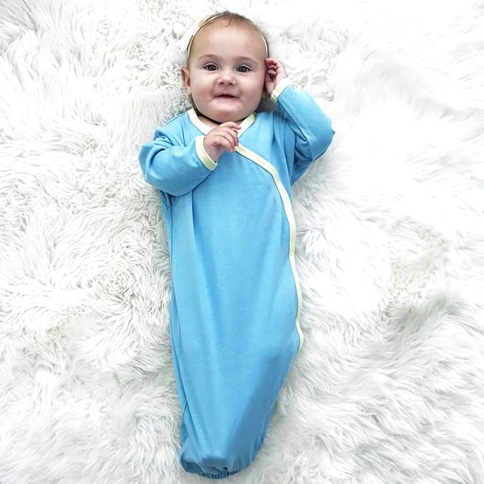Babysoy Organic Newborn Baby Kimono Wrap Around Snap Sleeper Gown Bundler