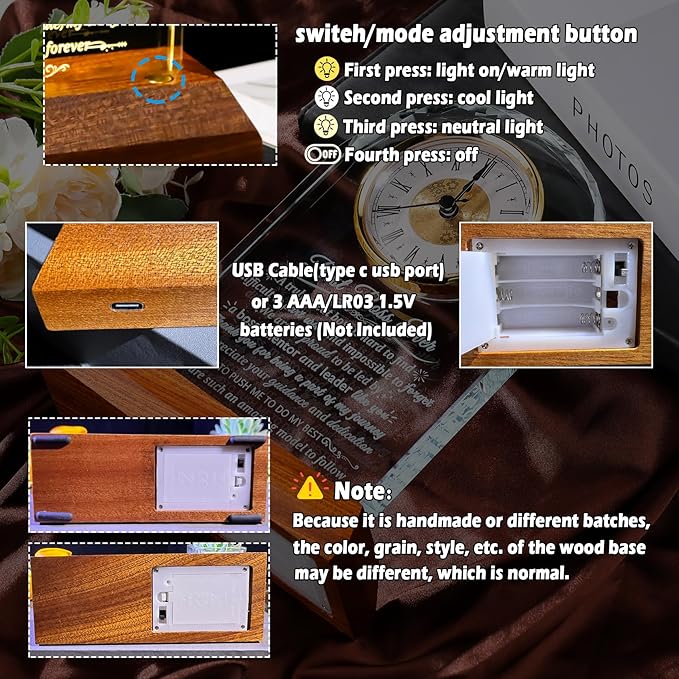 Glass Clock Best Boss Ever Gifts for Women with Wooden LED Light Base, Personalized Appreciation Gift for Men, Retirement Clock for Lady Boss Going Away, Boss's Day Gift Idea for Office Desk Clock