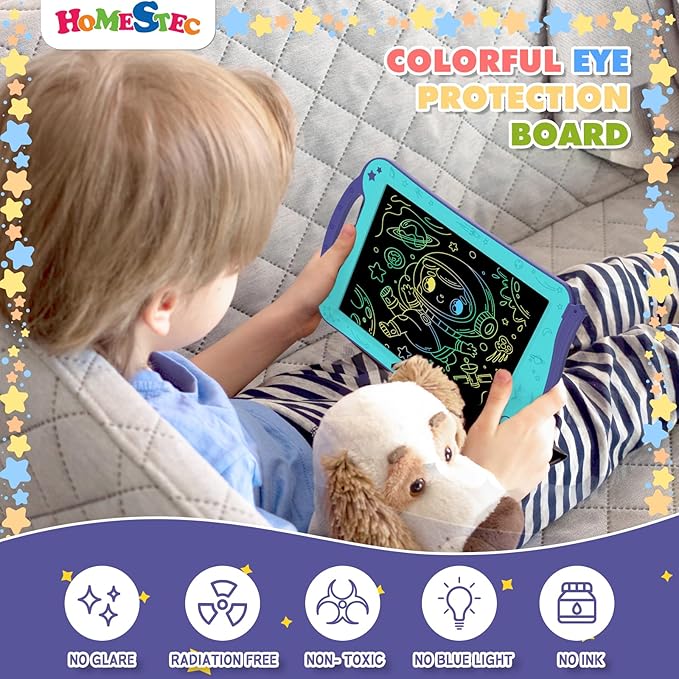 Astrodraw Drawing Pad Toys, Colorful LCD Writing Tablet for Kids, Doodle Board for Toddlers 3 4 5 6 Years Old, Travel Sensory Space Toy for Boys Girls, Birthday Gift Idea,2pc