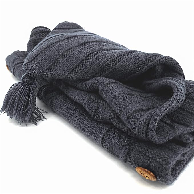 XMWEALTHY Newborn Baby Wrap Swaddle Blanket Knit Sleeping Bag Receiving Blankets Stroller Wrap for Baby(Black Grey) (0-6 Month)