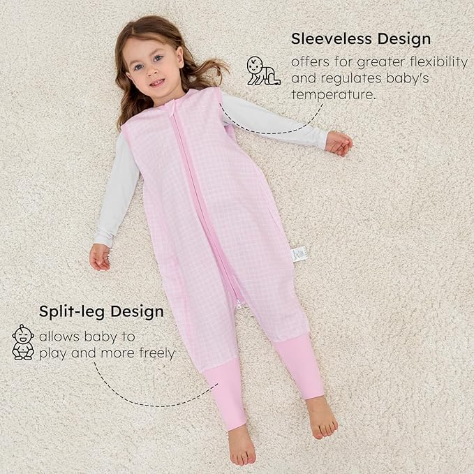 Yoofoss Toddler Sleep Sack With Feet 12-24 Months 100% Organic Cotton Baby Sleep Sack with Legs Toddler Wearable Blanket with 2-Way Zipper