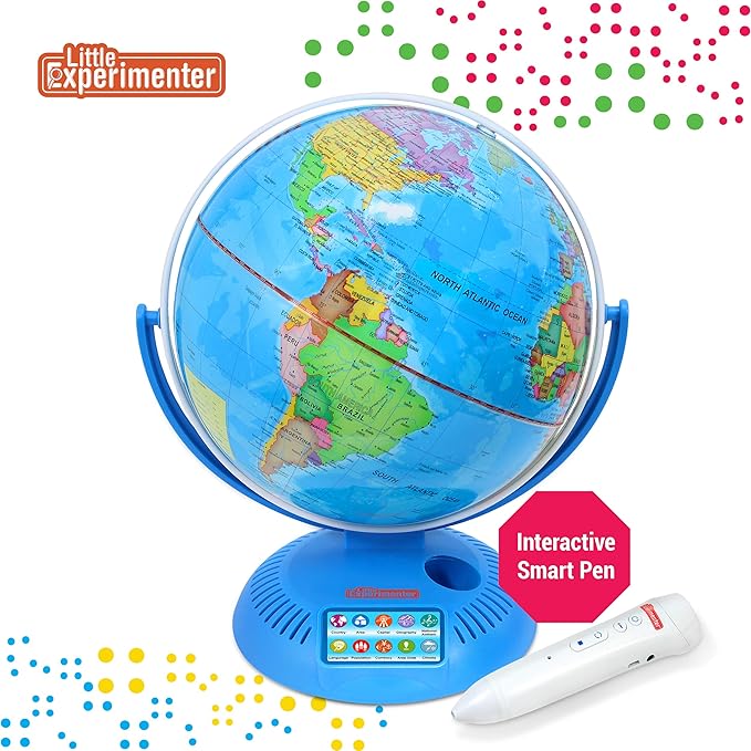 9” Interactive Globe for Kids with Wireless Smart Pen, Globes with Stand, Learning & Education STEM Toys, Talking World Map Gift for Children, Birthday Gifts for Boys & Girls Ages 7 8-12 Years Old