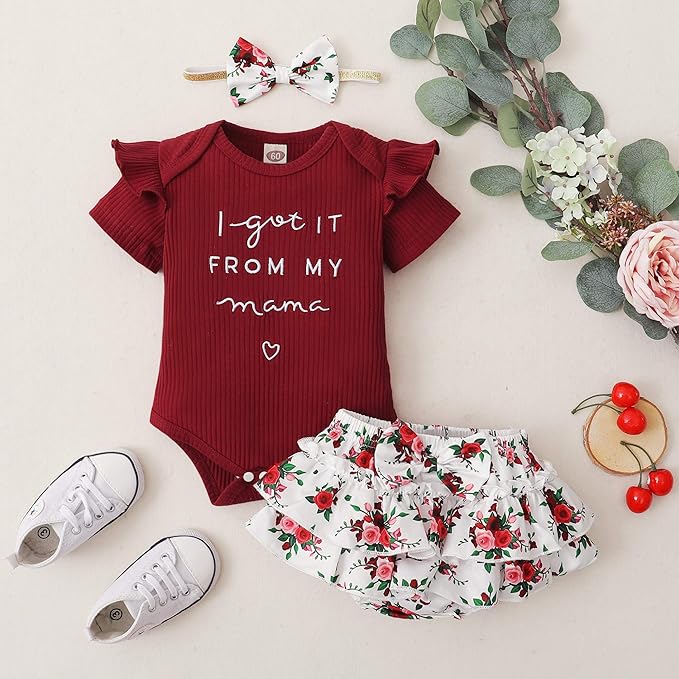 Mioglrie Newborn Infant Baby Girl Clothes Romper Shorts Set Floral Summer Outfits Cute Baby Clothes Girl