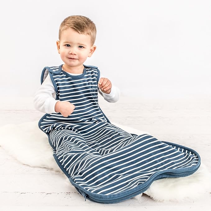 Woolino Toddler Sleeping Bag, 4 Season Merino Wool Baby Sleep Bag or Sack, 2-4 Years, Navy Blue