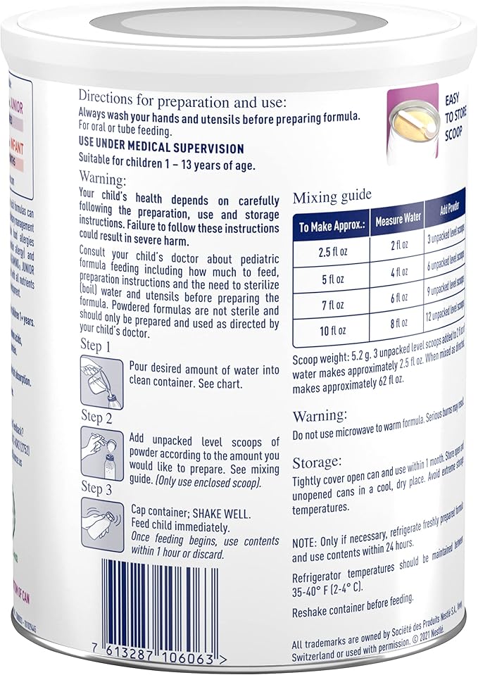 Junior Amino Acid Based Pediatric Powder Formula, Vanilla, 14.1 oz