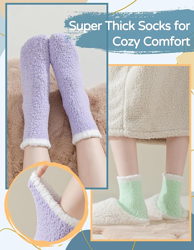 TEHOOK Warm & Cozy Gifts for Women, Fluffy Fuzzy Sock, Plush Sleeping Slipper Socks - Soft Warm Fabric