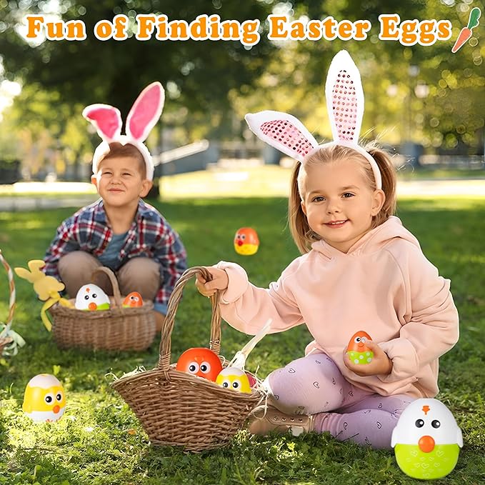 4 PCS Nesting Stacking Easter Eggs for Kids and Toddler, Easter Egg Balance Toys for Easter Party Favors Gifts, Goodie Bag Stuffers, Color Shape Matching Learning Sensory Toys for Baby Boys and Girls