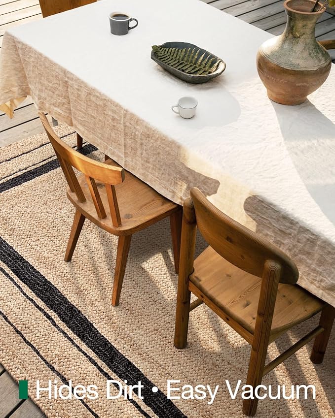 LUMI Jute Area Rug 4x6 for Living Room, Natural Handwoven Rugs Non Slip, Farmhouse Braided Carpets No Shedding for High Traffic, Dining Room, Indoor, Outdoor, Patio