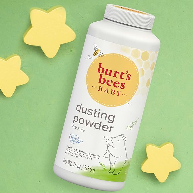 Burt's Bees Baby Dusting Powder, Talc Free and Hypoallergenic for Safe and Gentle Comfort, 100% Natural Origin, Pediatrician Tested, 7.5 Oz (Pack of 2)