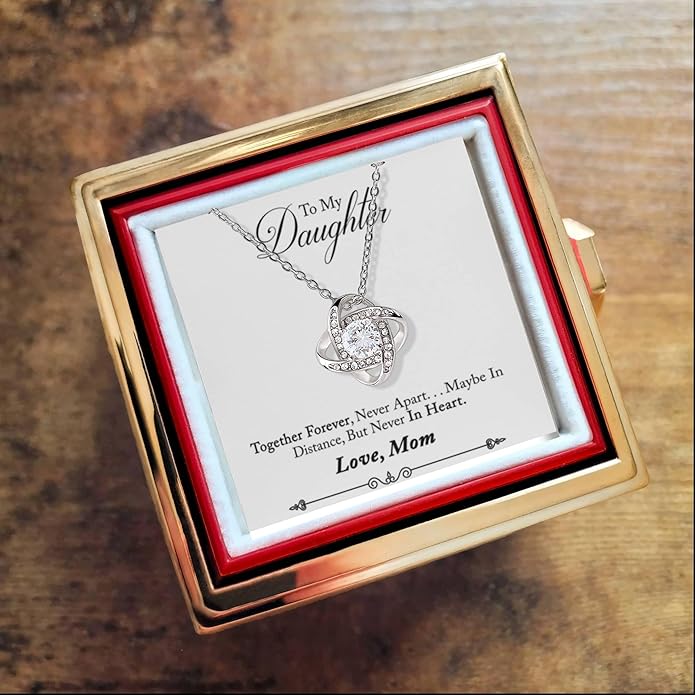 To My Beautiful Daughter Necklace from Mom & Dad | Cubic Zirconia Pendant with Heartfelt Message Card & Gift Box | Daughter Birthday, Graduation, Christmas Jewelry Gift from Parents