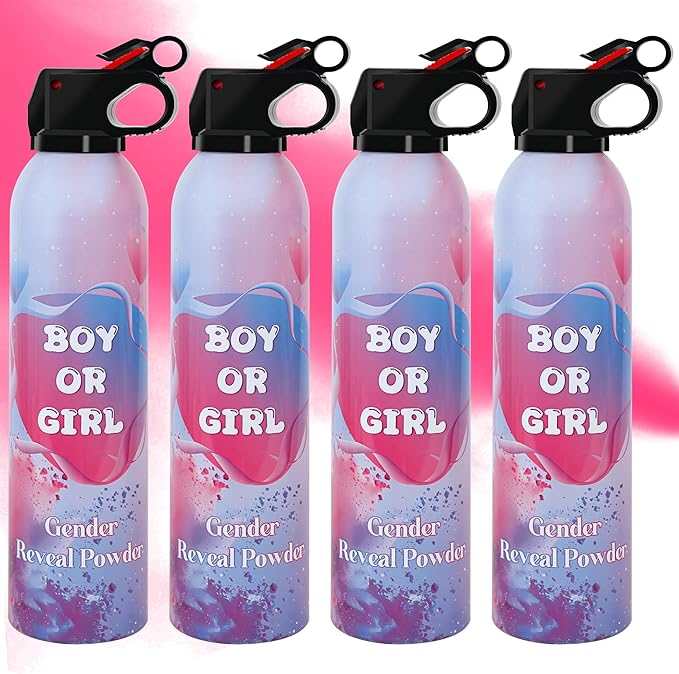4 Pack Pink Gender Reveal Powder Ideas, Fun Party Supplies for Baby Shower Gender Reveal Celebration, Decorations