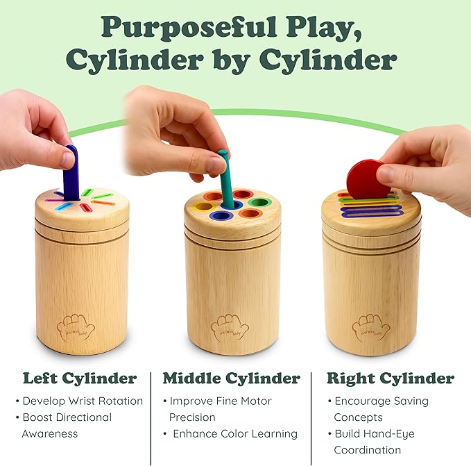 Bublo Baby Montessori Toy for 1–3 Year Olds – 46-Piece Wooden Color Sorting & Stacking Set – Fine Motor Skills Educational Preschool Toy – Travel-Friendly Montessori Gift for Toddlers Boys & Girls