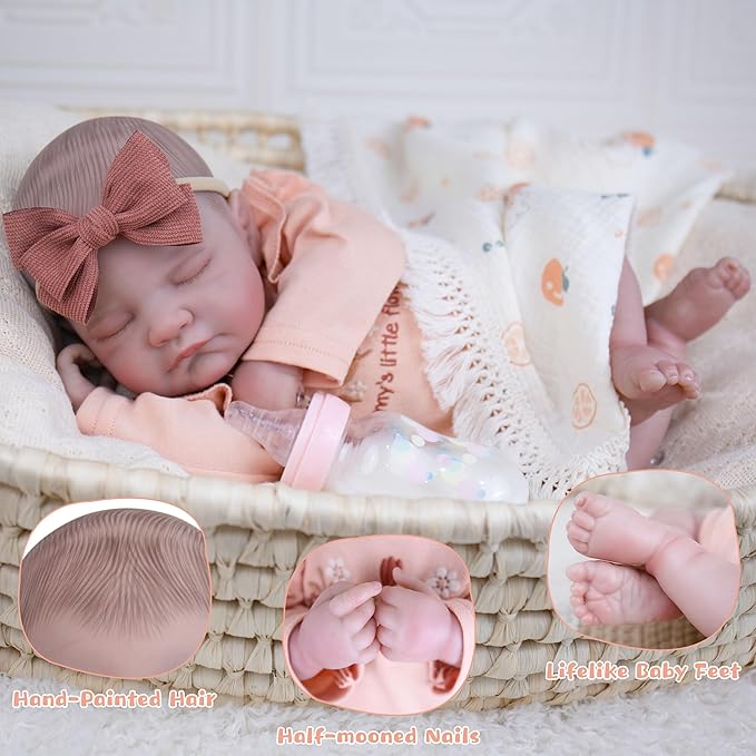 Lifelike Reborn Baby Dolls, 20-Inch Realistic Baby Doll Girl Soft Cloth Body Newborn Doll with Complete Accessories for Kids Age 3+ Real Life Dolls, Lovely & Pretty Girls