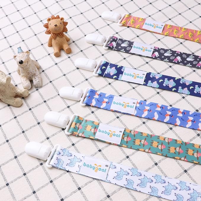 Babygoal Pacifier Clips, 6 Pack Pacifier Holder for Boys and Girls Fits Most Pacifier Styles &Teething Toys and Baby Gift 6PB02