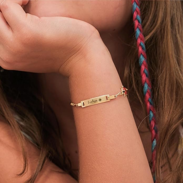 14K Solid Gold Cross Baby Bracelet Girl, Toddler Name Bracelet, Custom Teen Jewelry, Child ID, Newborn Baby Girl or Boy Gift