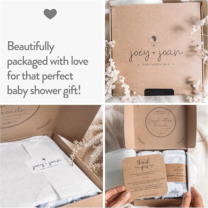 Joey + Joan Fitted Crib Sheets 28 x 52 – Compatible with Standard Crib Mattress and Toddler Bed – 100% Jersey Cotton – Cream + Brown – 2 Pack