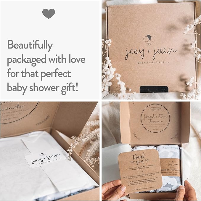 Mini Portable 24x38 Fitted Crib Sheets – Compatible with Dream on Me, Delta Porta Crib and Arms Reach Ideal Cosleeper – 100% Jersey Cotton – Light + Dark Grey – 2 Pack