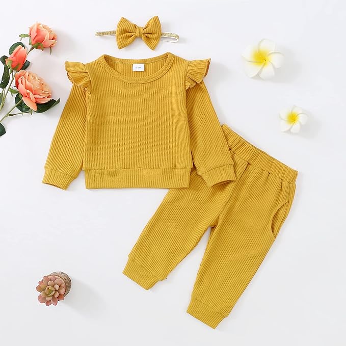 Mioglrie Baby Girl Clothes Infant Toddler Girls Fall Winter Outfits Sweatshirts Clothing Set 3 6 12 18 24 Month 2T 3T