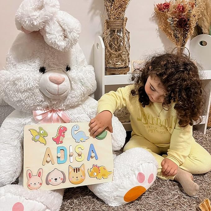 Personalized Name Puzzle for Kids, Custom Animal Puzzle for Toddlers 1-3, Personalized Baby Gifts for 1st Birthday, Customized Gifts for Baby Girl Boy, Montessori Toys Educational Play