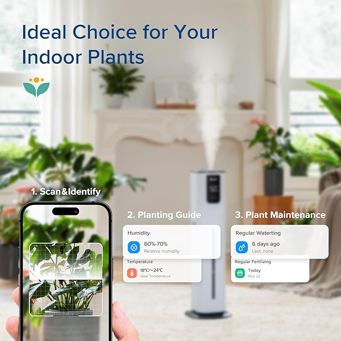 LEVOIT OasisMist 1000S (10L) Smart Humidifier for Home Large Room Bedroom, Last 100 Hours Suitable for Indoor Plant, Cover up to 600ftยฒ, Easy Top Fill, Remoter & Voice Control, Auto Mode, Quiet, White