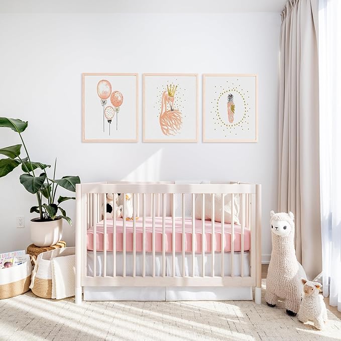 Muslin Crib Sheets, 100% Organic Cotton, Breathable and Ultra-Soft, Standard Crib Sheet Mattress (28"x 52") for Girls and Boys, Neutral Fitted Baby Crib Sheet (Pink)