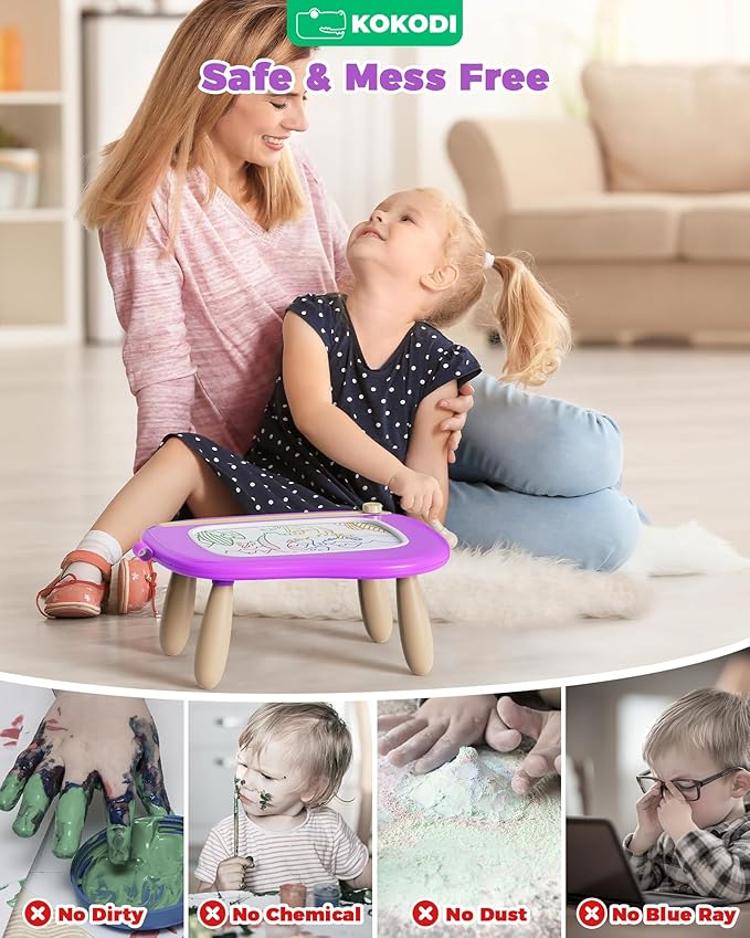 KOKODI Magnetic Drawing Board, Toddler Girl Toys for 1-2 Year Old, Large Doodle Board Pad Learning and Educational Toys for 1 2 3 Year Old Baby Kids Birthday Gifts(Purple)