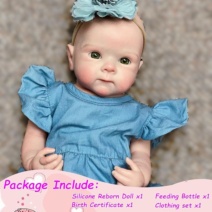 Realistic 18inch Full Silicone Baby Dolls, Real Life Handmade Painted Silicone Reborn Baby Doll Bettie