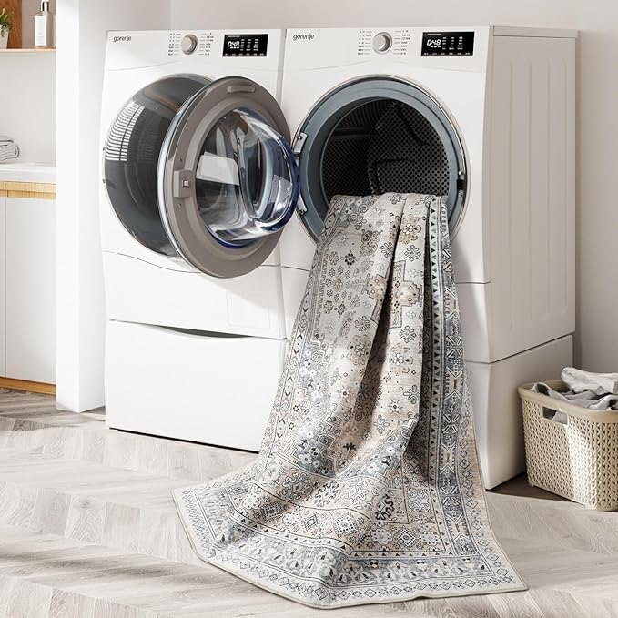 zesthome 10x14 Area Rugs,Stain Resistant Washable Rug,Ultra-Thin Rugs for Living Room,Bedroom,Non-Slip Backing Home Decor Large Area Rug (Beige,10'x14')