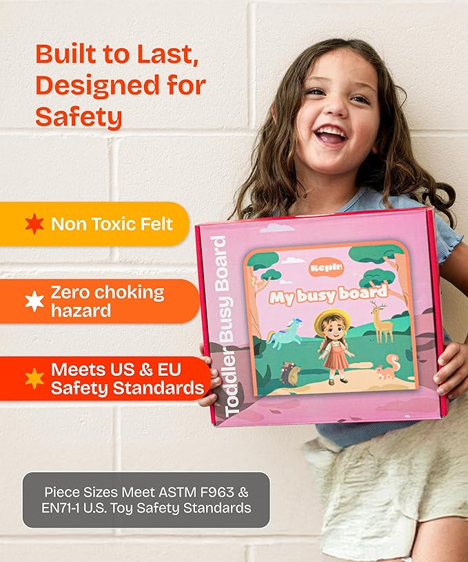 Toddler Busy Board Montessori Toys for Toddlers 1-3 Year Old Educational Activity Book Board Sensory Travel Toys Ages 2-4 Preschool Learning Fine Motor Skills Toy Quiet Book Gift for Kids
