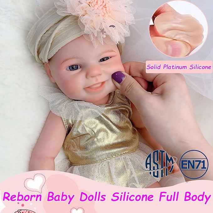 Reborn Baby Dolls 16Inch Full Body Solid Silicone Baby Girl Dolls Realistic Handmade Newborn Baby Dolls Anatomically Correct