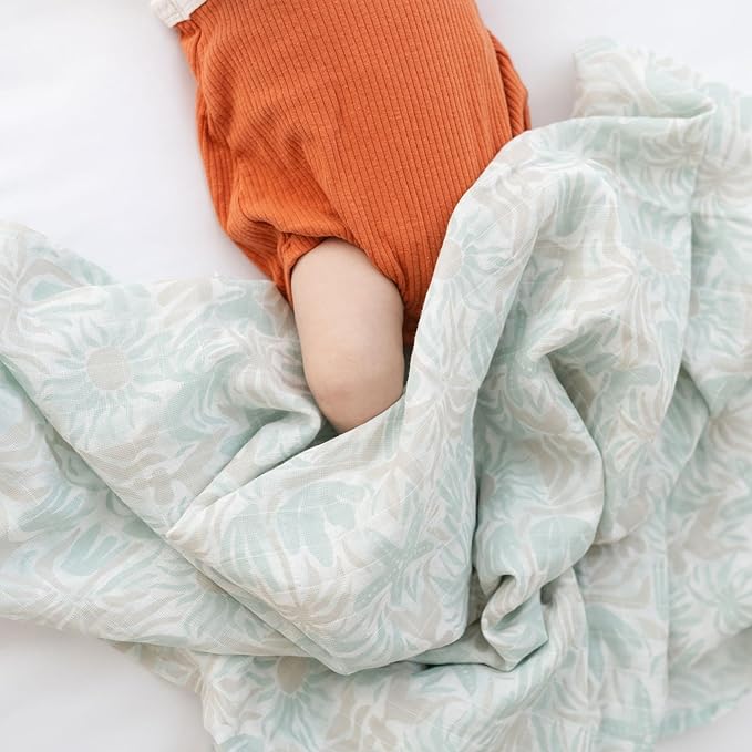 Crane Baby 100% Cotton Muslin Swaddle Blankets, Beach Life Starfish, Set of 3, 47" x 47", Swaddles for Newborns, Baby & Girls