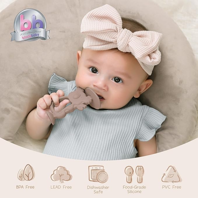 Moonkie Teething Toy, Safe & Easy to Hold BPA Free Silicone Teethers, 360° Baby Toothbrush with Suction Base, Teether Toys Best for Babies 6-12 Months (Koala Ether)